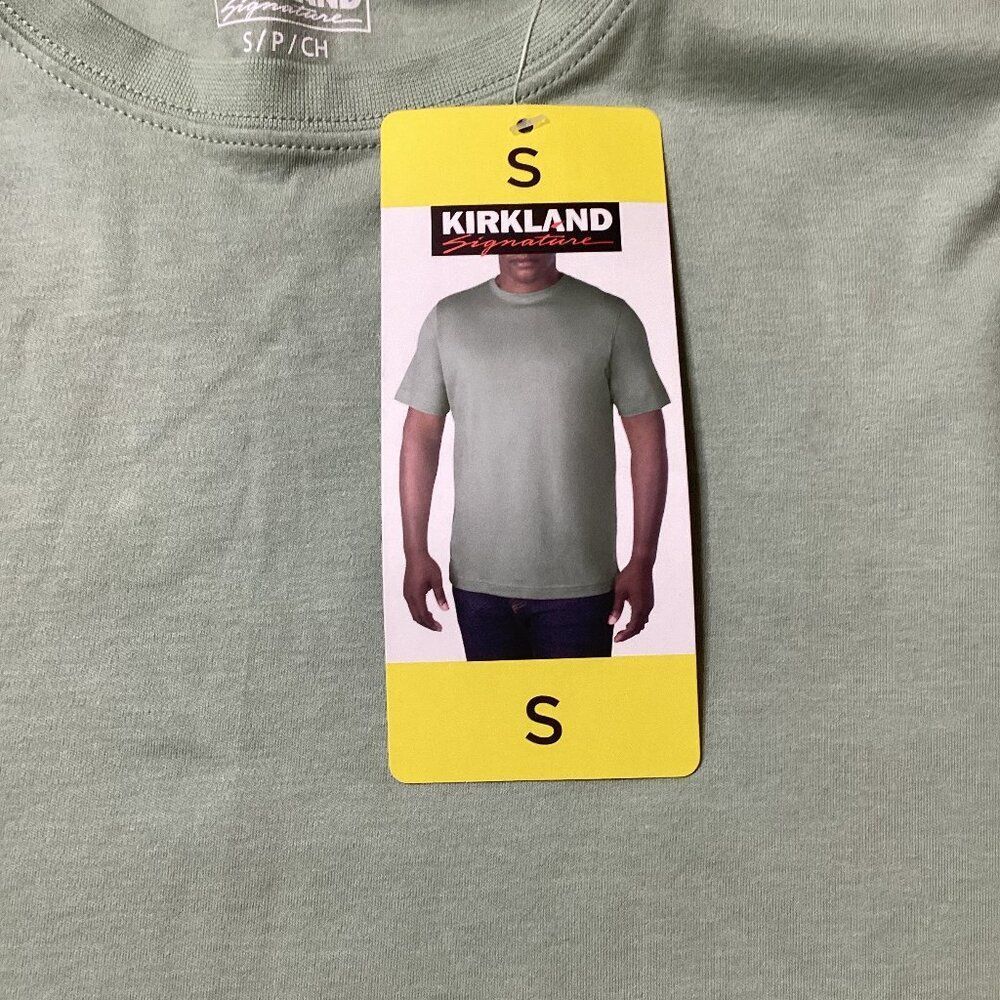 Kirkland Signature Men's Peruvian Prima Cotton Tee Sage Green Small - Picture 3 of 5